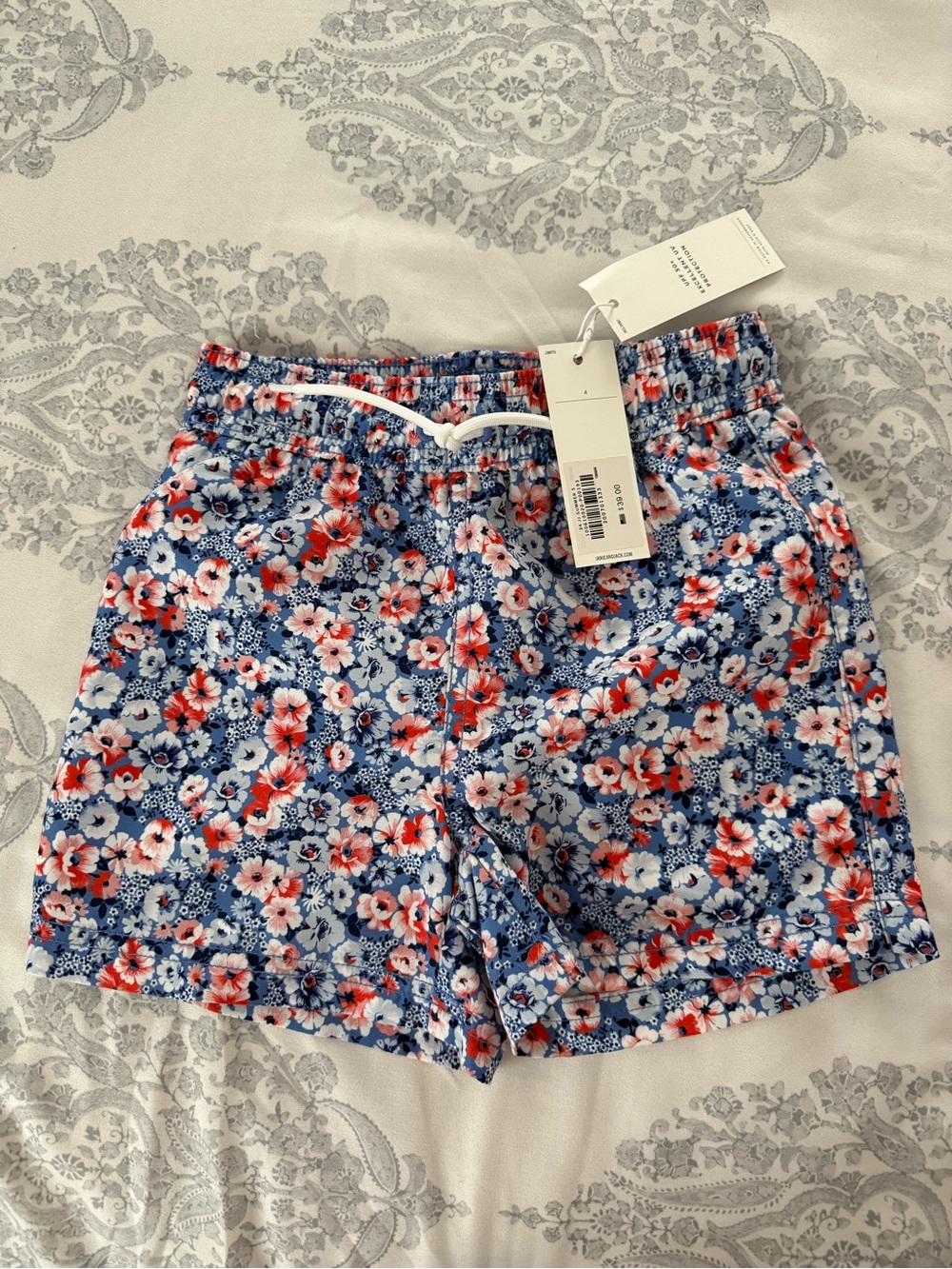 Janie and Jack Blue Floral Kids Swim Trunks
